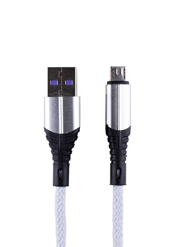 Кабель Zibelino Micro USB 2.1А 2м, нейлоновый, белый