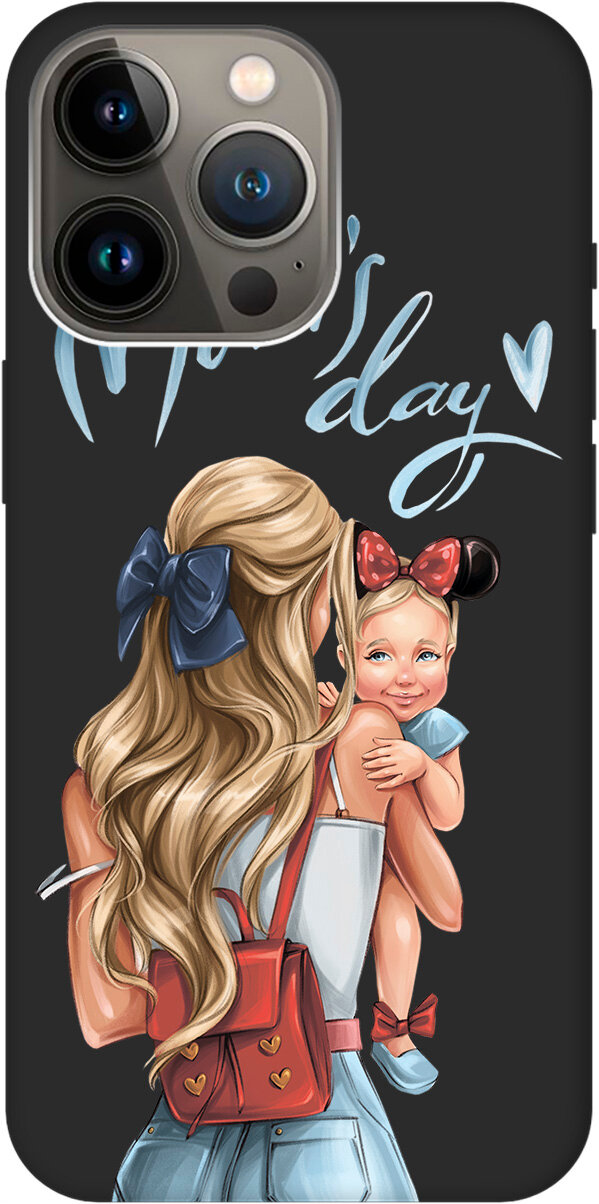 фото Силиконовый чехол на Apple iPhone 13 Pro Max / Эпл Айфон 13 Про Макс с рисунком "Mom's Day" Soft Touch черный