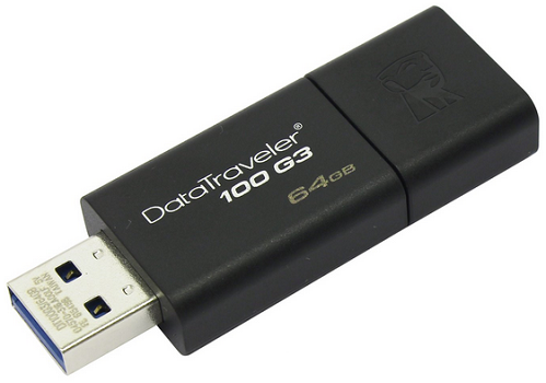 Накопитель USB 3.0 64GB Kingston DataTraveler 100 G3 DT100G3/64GB черный