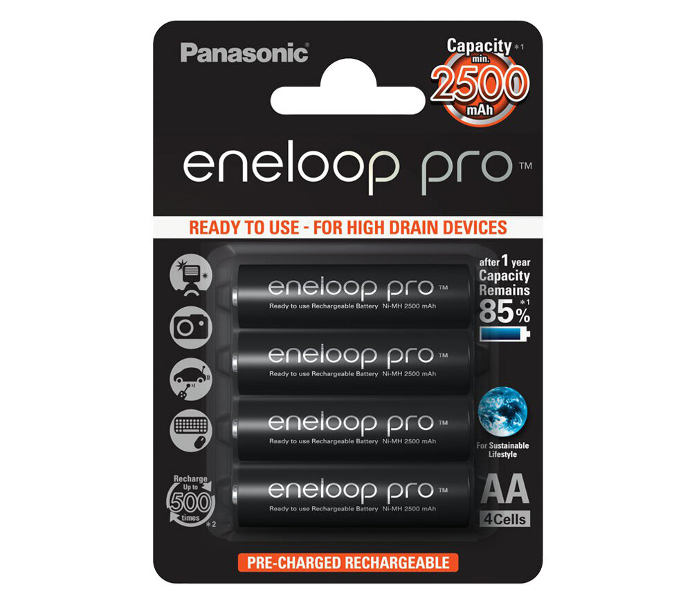 Аккумуляторы Panasonic Eneloop Pro AA 2500 мАч, 4 штуки