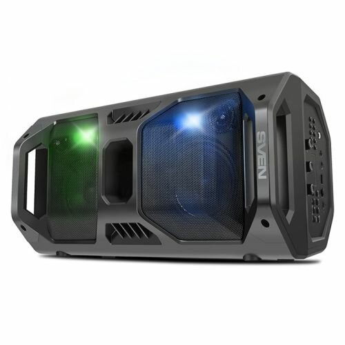 Портативная акустика 2.0 Sven PS-600 SV-018443 черная, 2x25 Вт (RMS), BT, FM, USB, microSD, LED-дисплей