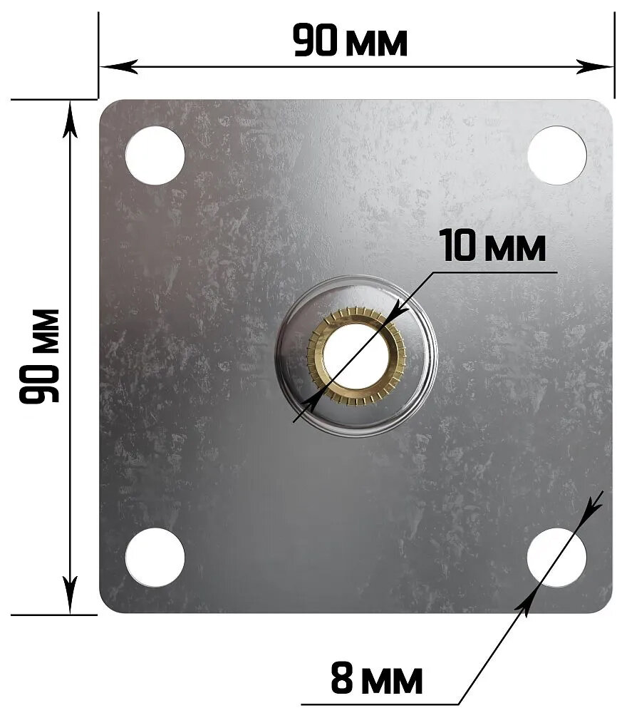 Опора крепления для мебельной ножки металлическая GSMIN PL-335 70 х 70 х 1.5 мм (Серебристый) - фотография № 2