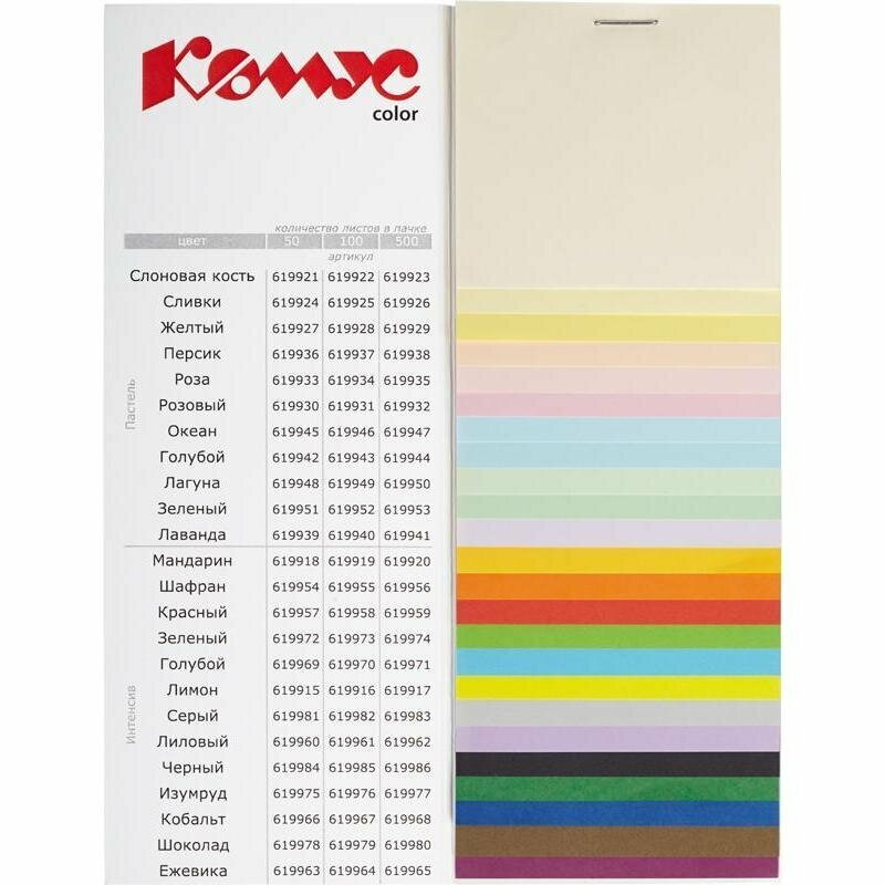 Бумага цветная для печати Комус Color желтая интенсив А4 80 г/кв.м 500 листов, 619917