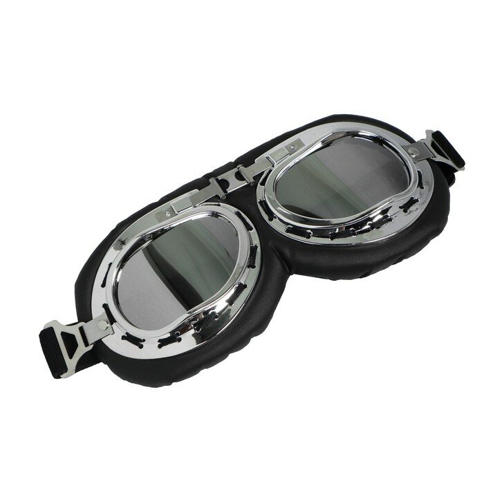 Очки для езды на мототехнике ретро стекло хром черные