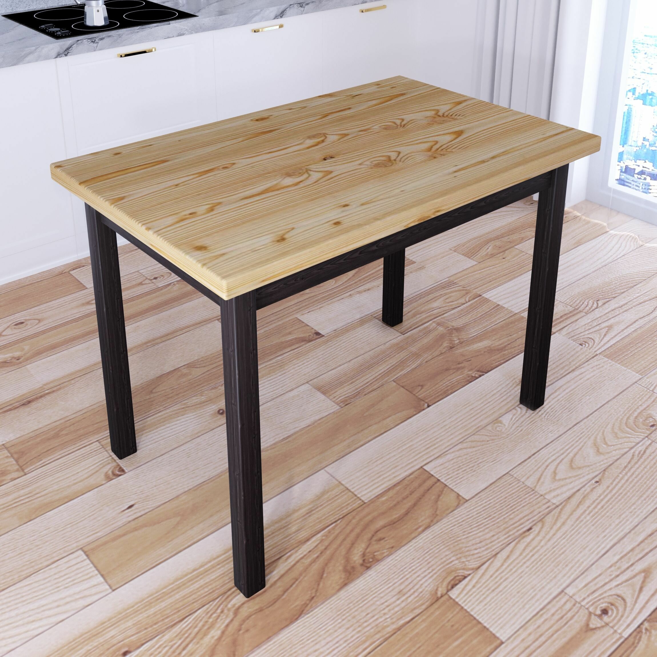 Стол кухонный Классика с лакированной столешницей из массива сосны 40 мм и ножками цвета венге, 110х60х75 см - фотография № 2