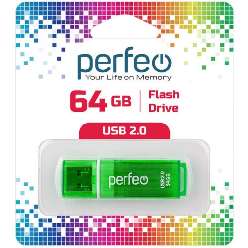 USB флешка PERFEO 64Gb C13 green USB 2.0