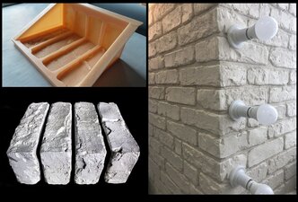 Кирпич амеро ZIKAM - угловая полиуретановая форма для бетона, с боковыми стенками. Для литья угловой кирпичной лофт-плитки.