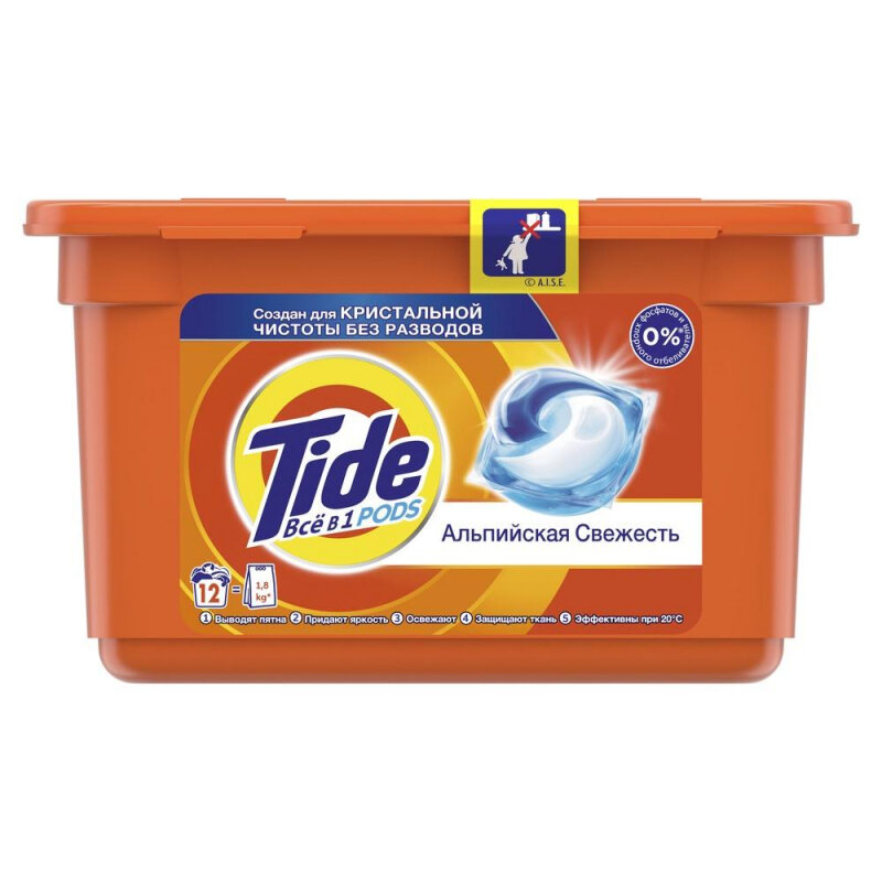 Капсулы для стирки TIDE Альпийская свежесть 22.8гр 12кап/уп