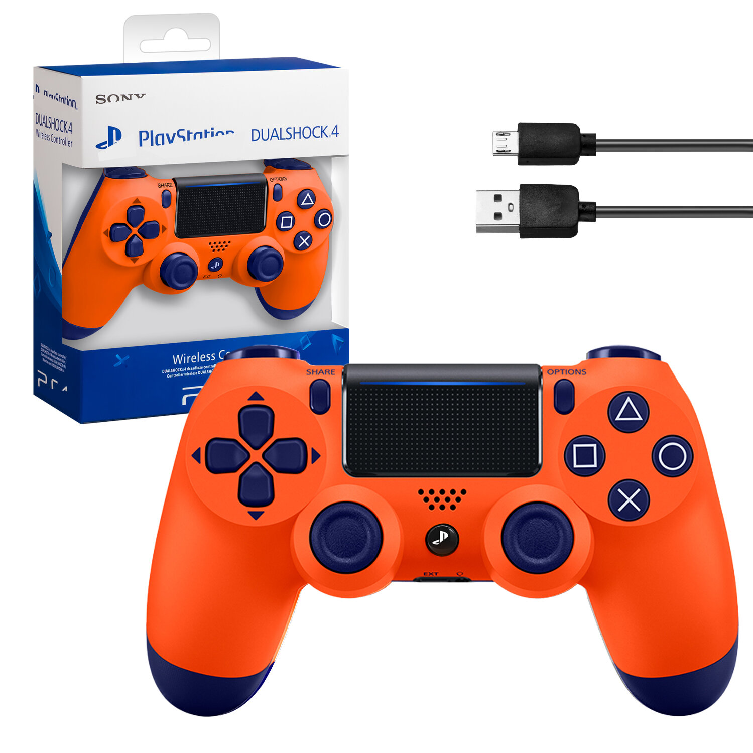 Джойстик для PS4 беспроводной A оранжевый (logo)