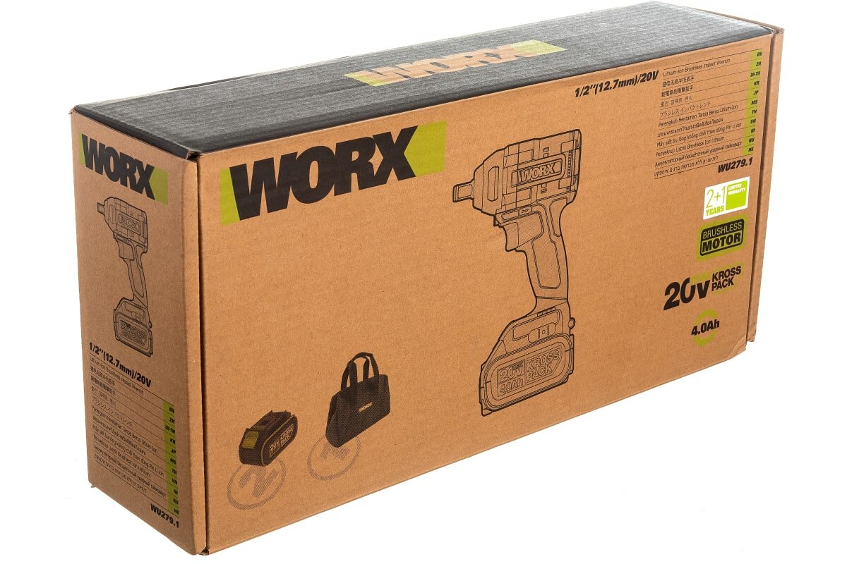 Аккумуляторный ударный бесщеточный гайковерт WORX Professional WU279.1 20В, 360Нм, 4Ач х2, ЗУ 6А, сумка WU279.1 - фотография № 17