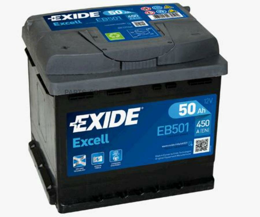 EXIDE EB501 EXIDE EB501 EXCELL_аккумуляторная батарея! 19.5/17.9 рус 50Ah 450A 207/175/190\