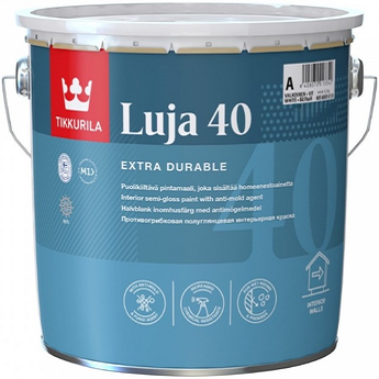 Краска для Стен и Потолков Tikkurila Luja 40 База С 2.7л Полуглянцевая, Моющаяся с Противоплесневыми Компонентами, Акрилатная / Тиккурила Луя 40.