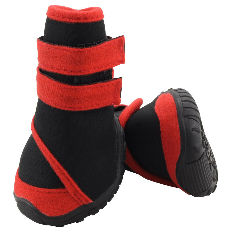 Ботинки для собак черные с красным, 65*60*75мм (уп.4шт.) - фотография № 1