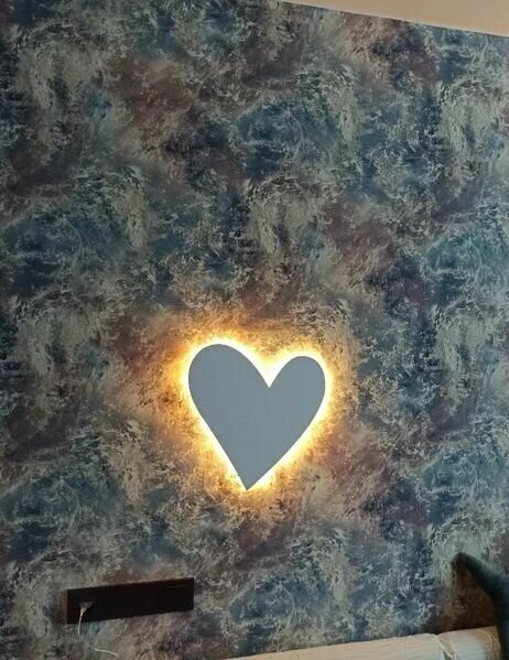 Светильник-ночник "Сердце" 38см, с дистанционным управлением, белая теплая подсветка+декор - фотография № 13