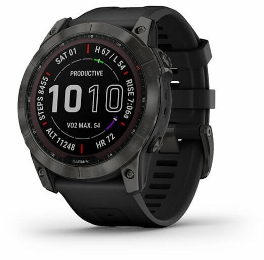 Умные часы Garmin Fenix 7X Sapphire Solar Wi-Fi, серый/черный 010-02541-10