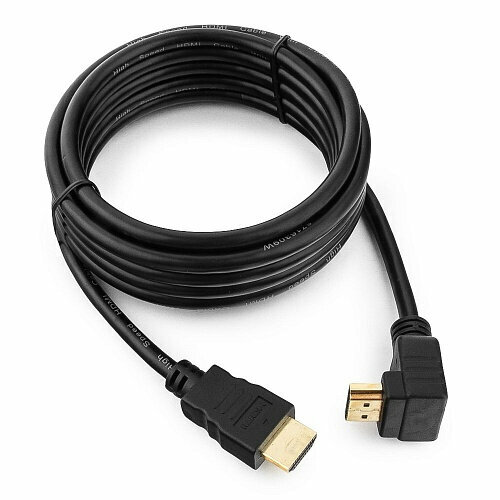 Кабель HDMI CABLEXPERT , 3.0м, v1.4, 19M/19M, углов. разъем, черный, позол.разъемы, экран