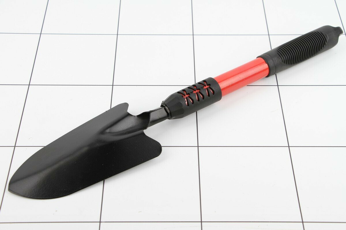 Совок посадочный, 45 см, ширина 9 см, прорезиненная черно-красная ручка - фотография № 2