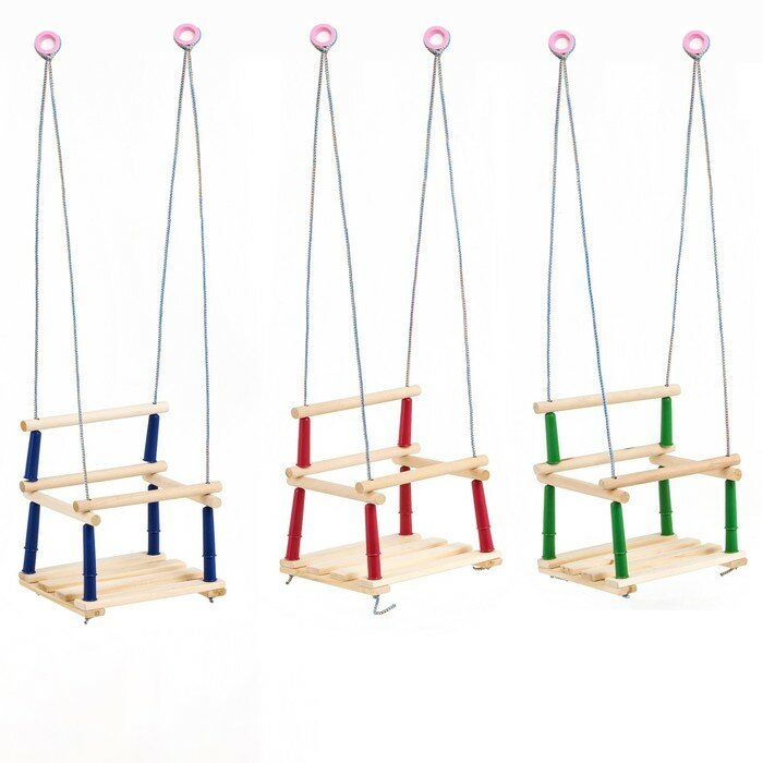 фото Качели подвесные, деревянные, сиденье 33×22см, микс