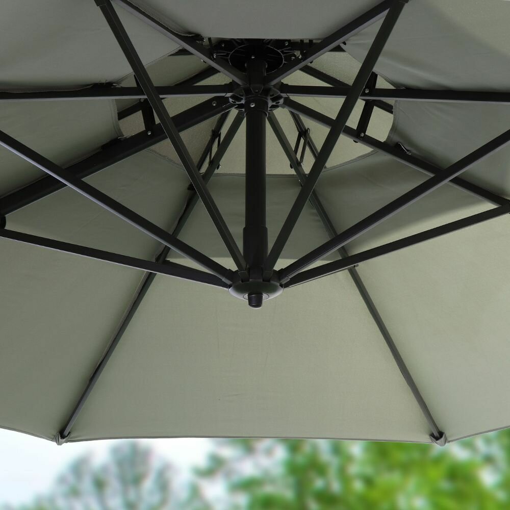 Зонт садовый 3х3 м, сер, с регулировкой высоты и двойным верхом, Green Days - фотография № 5