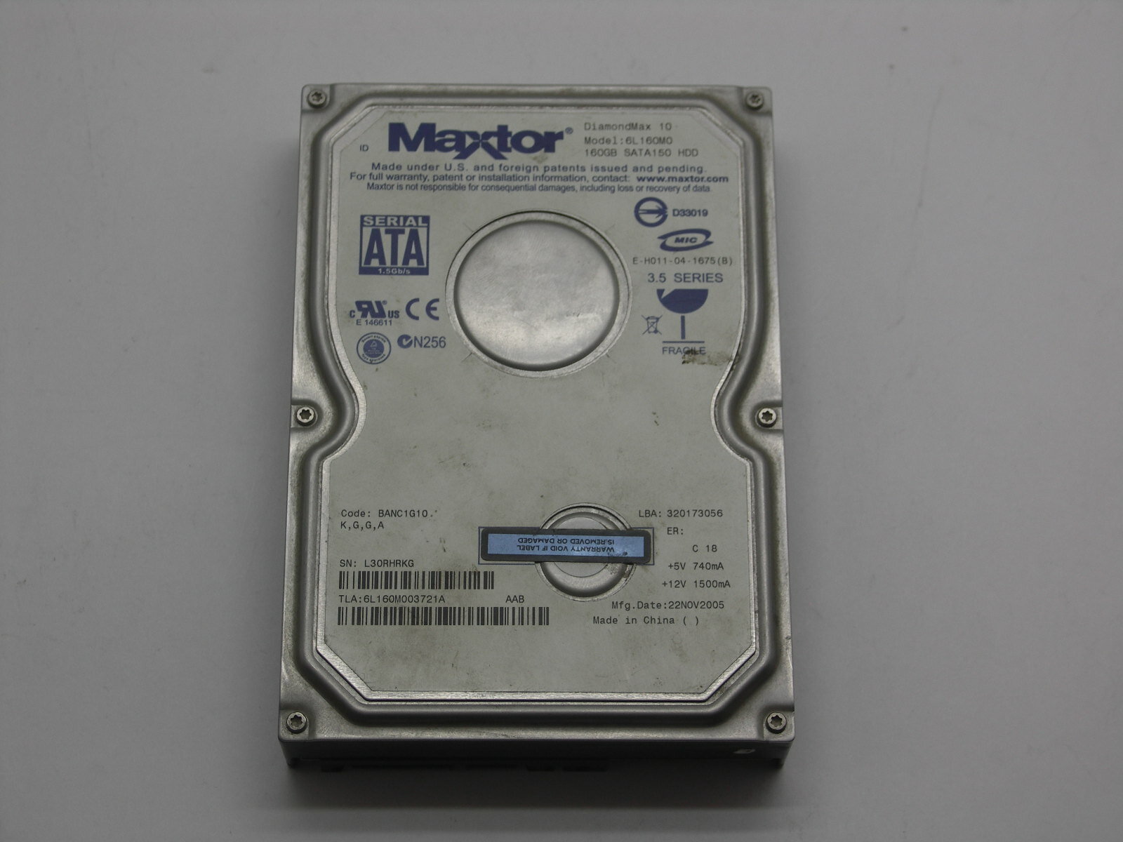 Жесткий диск Maxtor 160 Gb 7200 rpm SATA