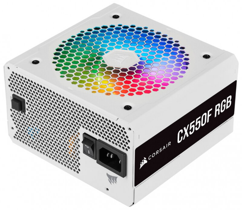 Corsair Блок питания 550Вт Corsair CX550F RGB White CP-9020225-EU ATX12V V2.4 (20/24+4/8+6/8pin, вентилятор d120мм) + кабель питания EURO (1.5м) (ret)