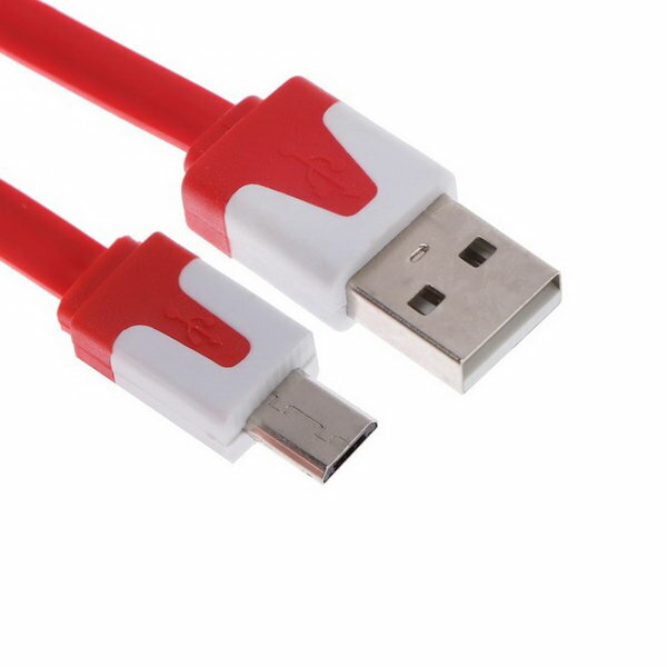 Кабель DCC328 microUSB - USB зарядка + передача данных 1 м плоский красный 2 шт.