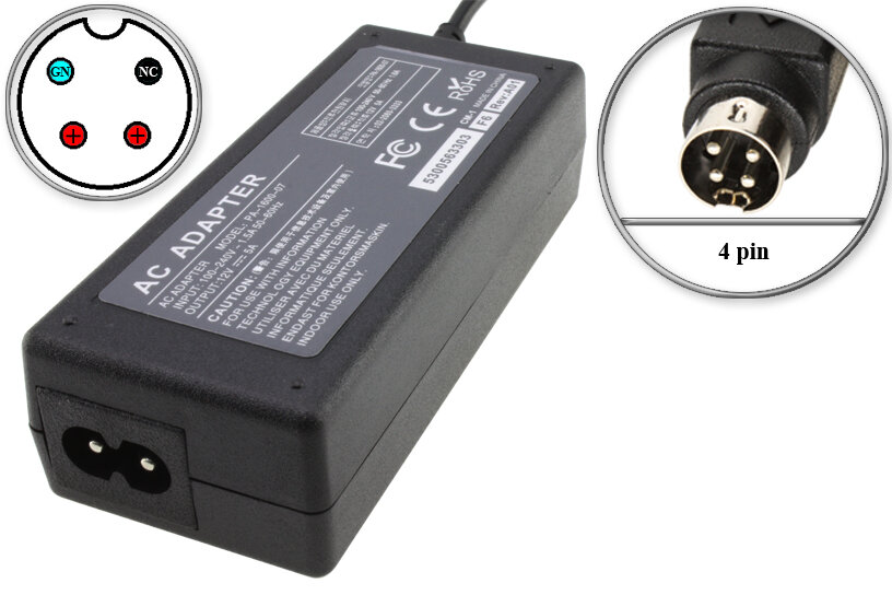 Адаптер (блок) питания 12V, 5A, 60W, 4pin HNN (PA-1061-07, PA-1061-81), для POS - терминала Apexa G; iiko и др.