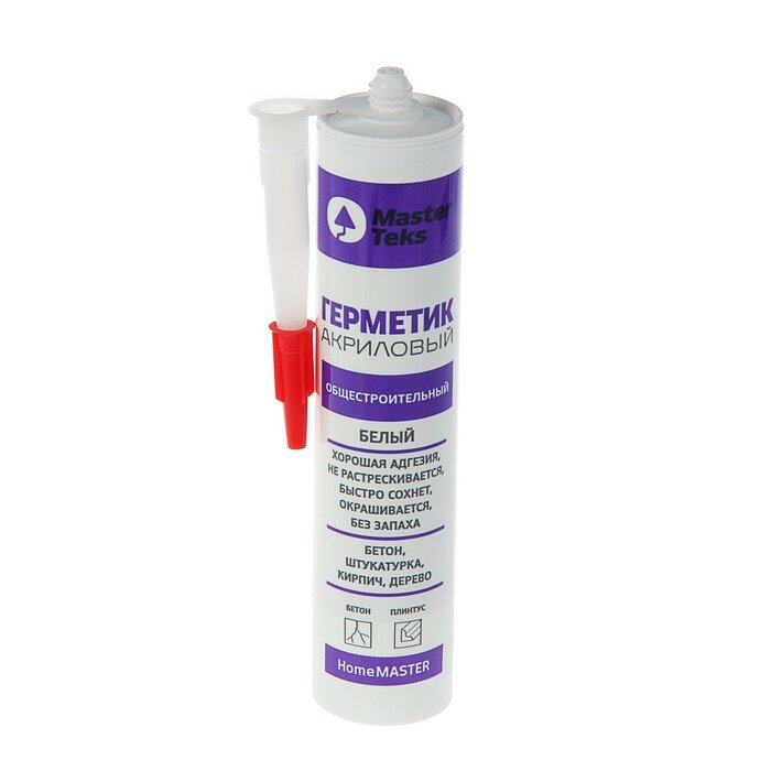 фото Герметик акриловый MasterTeks Homemaster, общестроительный, 260 мл, белый
