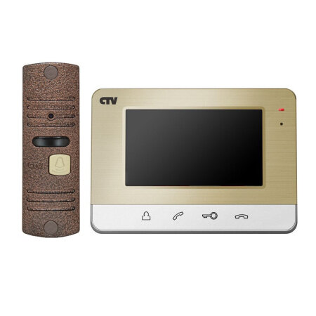 Комплект видеодомофона CTV-M401 с вызывной панелью CTV-D10NG в одной коробке, цвет: Шампань