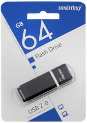 Флешка Quartz series Black, 64 Гб, USB 2.0, чт до 25 Мб/с, зап до 15 Мб/с, чёрная