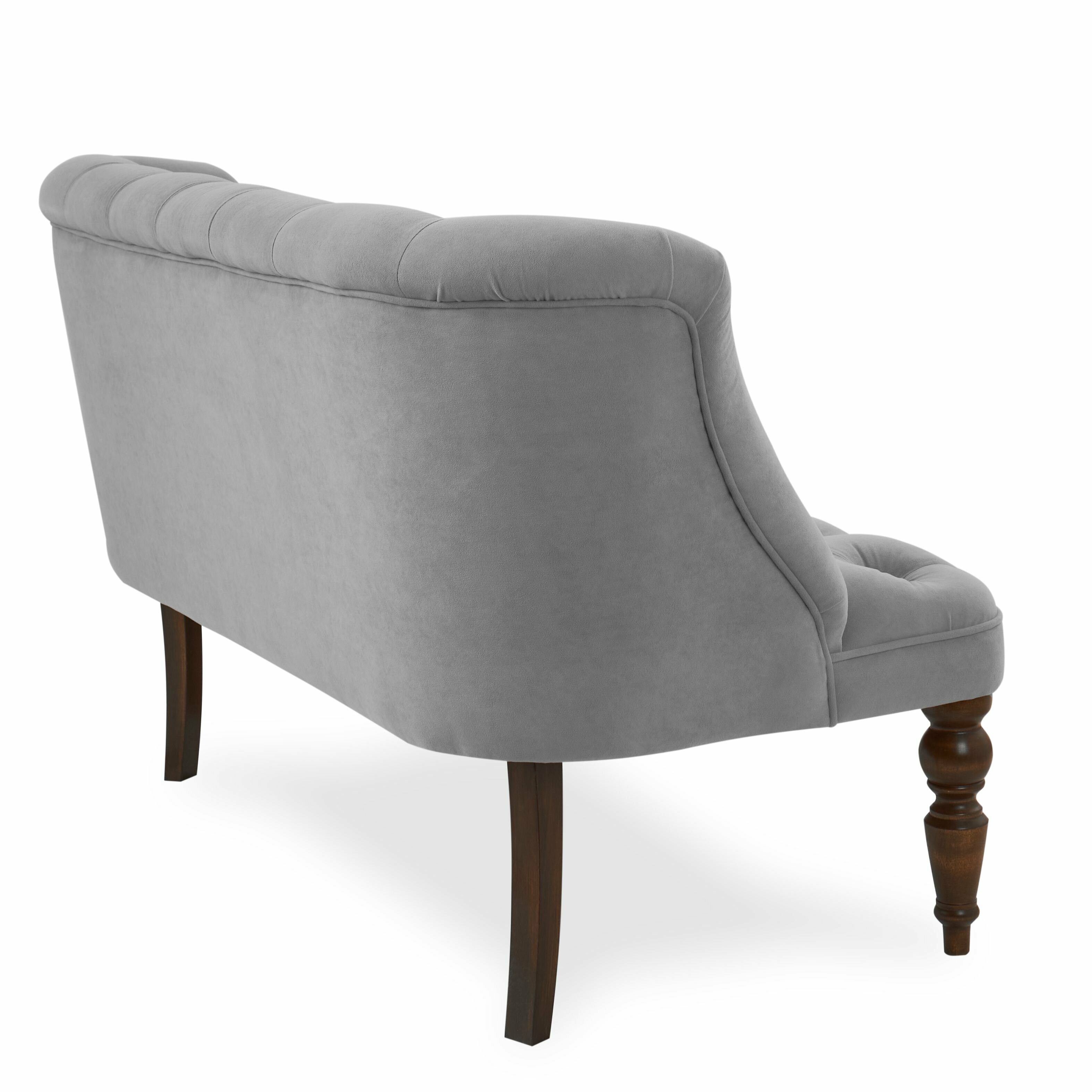 Комплект Бриджит, прямой диван и кресло, каретная стяжка, материал износостойкий велюр, черные ножки, цвет серый - фотография № 7