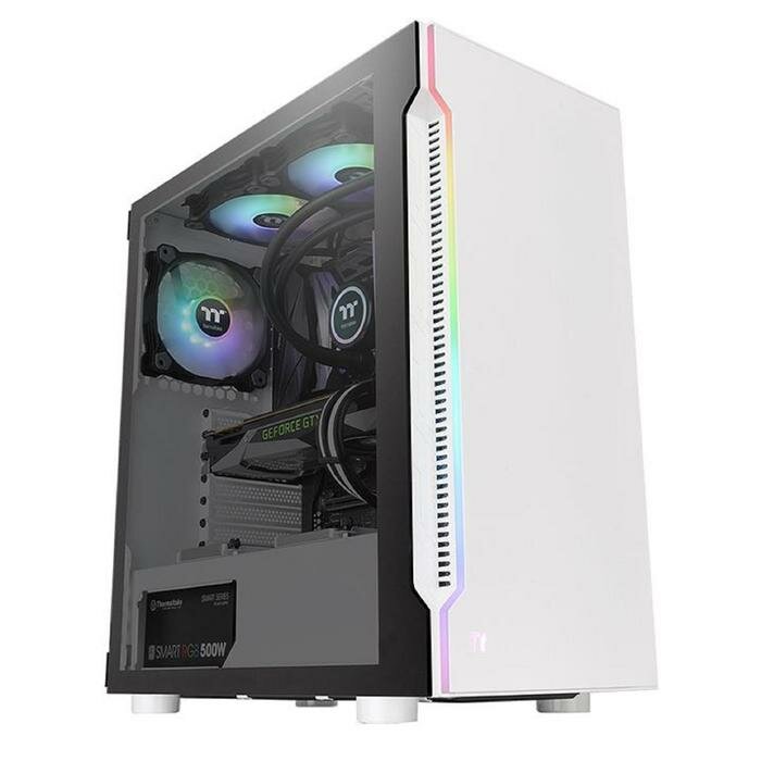 Корпус для компьютера THERMALTAKE Корпус Thermaltake H200 TG Snow RGB, без БП, ATX, Midi-Tower, белый