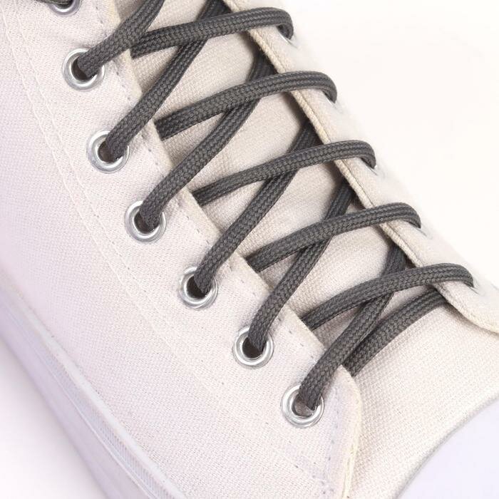 Шнурки для обуви пара круглые d = 5 мм 90 см цвет тёмно-серый 4 штуки