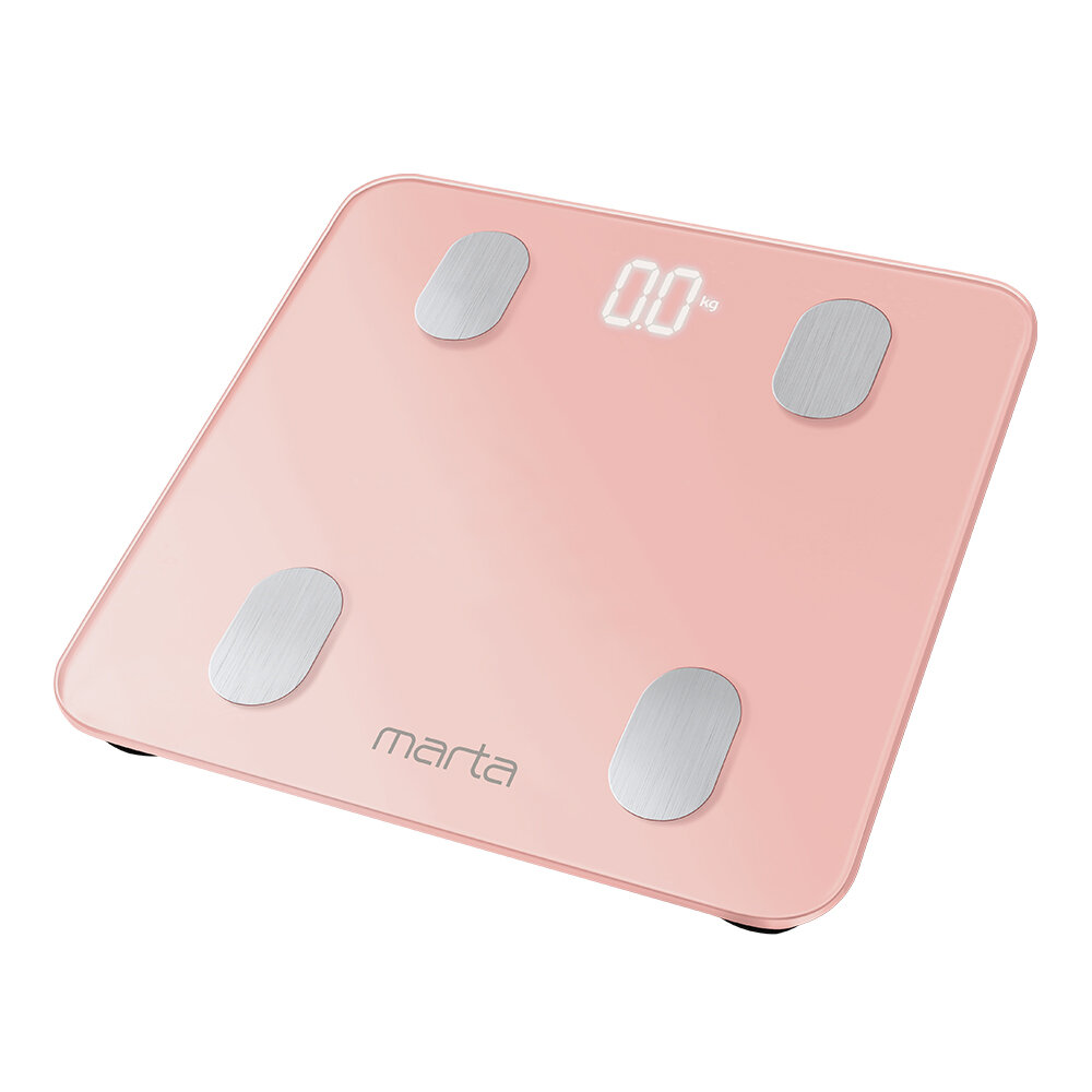Умные диагностические весы с LED дисплеем MARTA MT-1606 розовый кварц