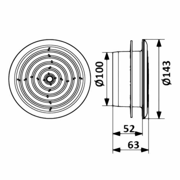 Диффузор со стопорным кольцом и фланцем D 100 мм приточно-вытяжной ERA - фотография № 2