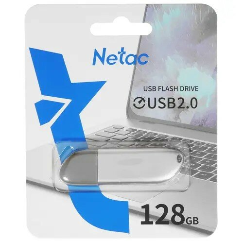 Netac USB Drive 128GB U352 , USB2.0, с колпачком, металлическая