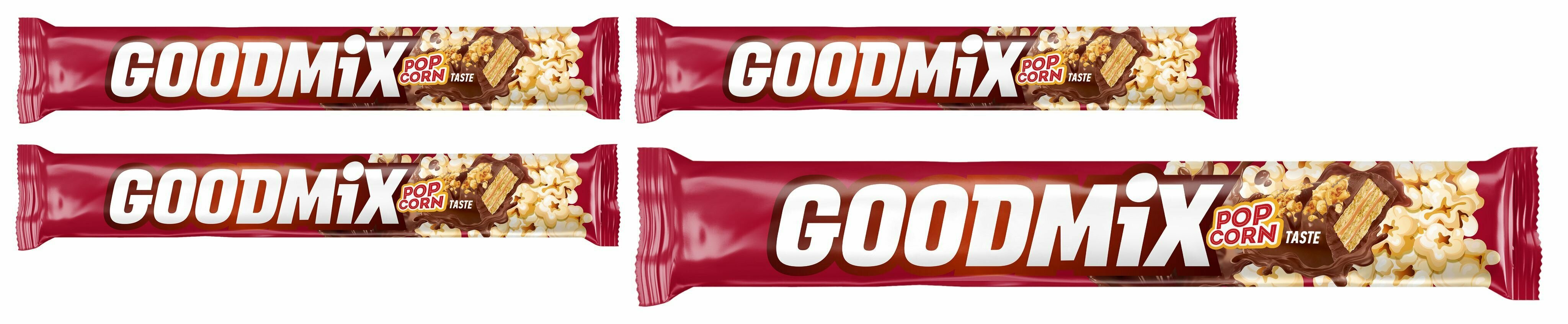 Батончик шоколадный, "Goodmix", с начинкой из хрустящей вафли и со вкусом попкорна, 45г 4 шт - фотография № 1