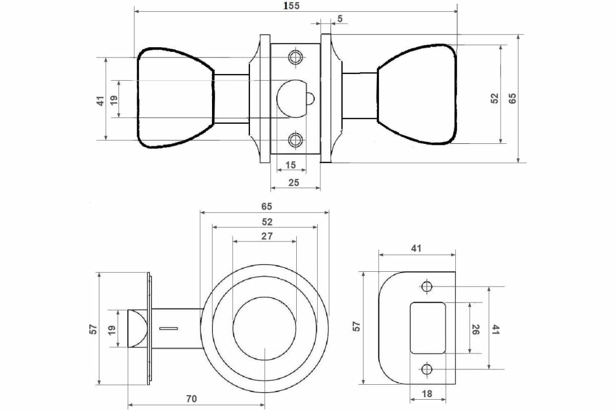 фото Левша Защелка-ручка дверная NORBEL 588 PS б/кл, без фиксатора, белая У4-6831.Б