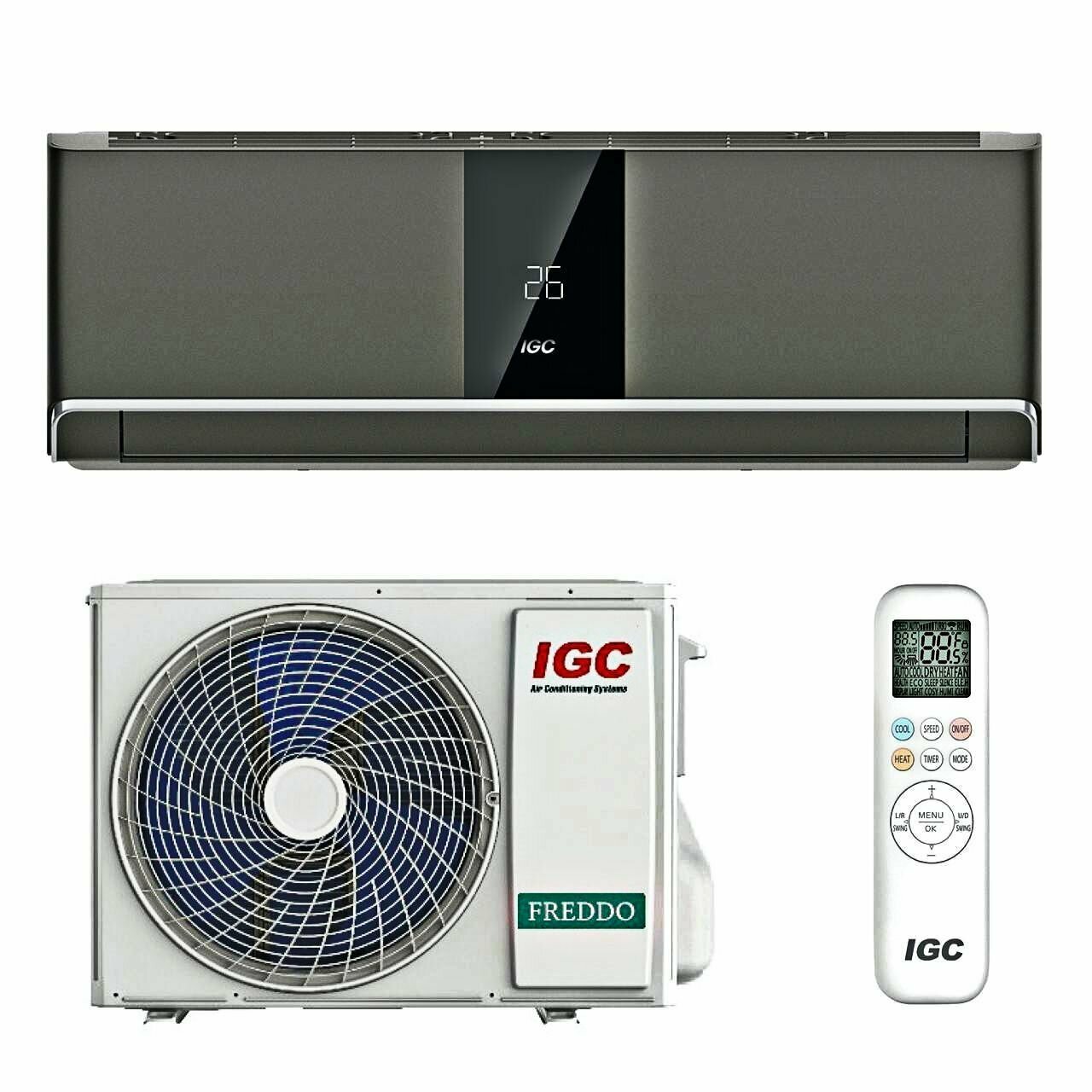 Бесшумный инверторный Кондиционер IGC с УФ-обеззараживателем Freddo Grey DC Inverter R32 RAS/C-V12RTF - фотография № 2