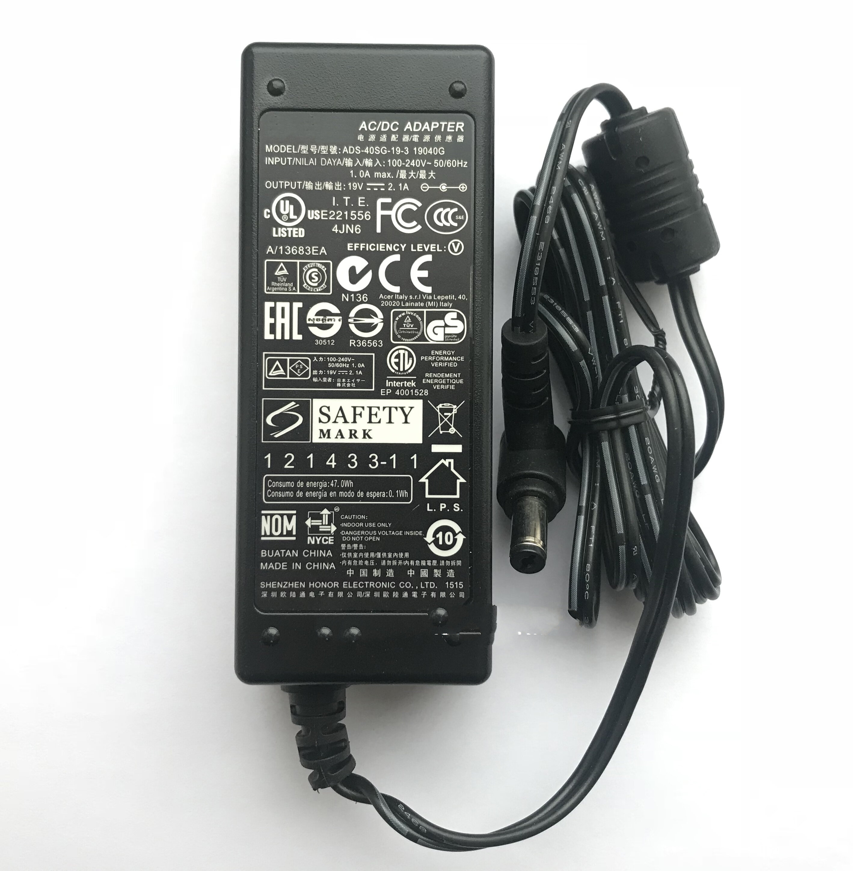 фото Адаптер блок питания для монитора ViewSonic VX2263SMHL VS15701 VX2263Smhl-W VX2776SMHD VX2370 Acer Packard Bell Maestro 236D 19V-2.1A