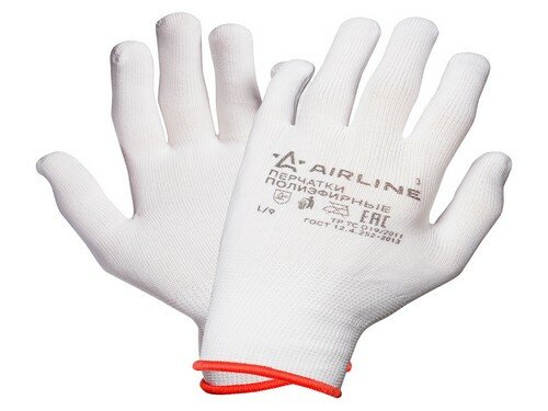 AIRLINE Перчатки полиэфирные белые (L) (AIRLINE)