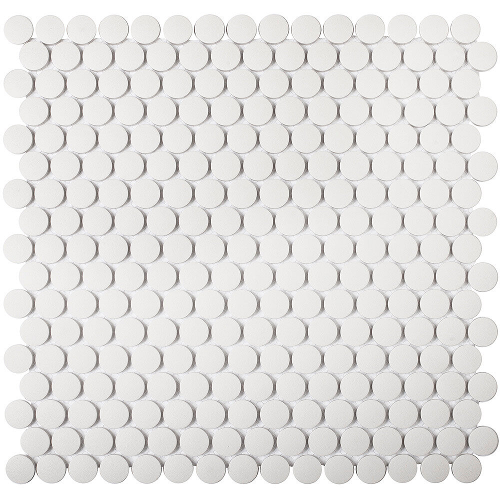 Мозаика Starmosaic Penny Round белая керамическая 315х309х6 мм матовая antislip