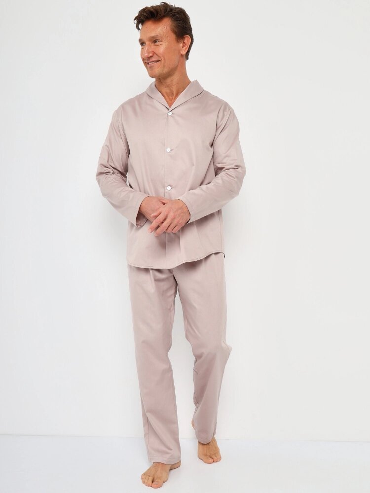 Пижама мужская из хлопка "Шон", бежевый цвет, размер 52 - фотография № 2
