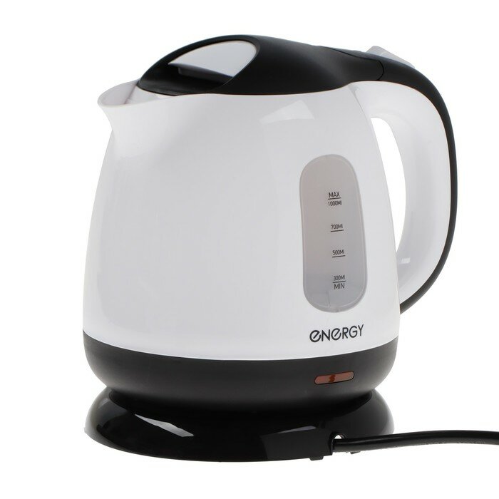 фото Чайник электрический ENERGY E-275, пластик, 1 л, 1100 Вт, бело-чёрный