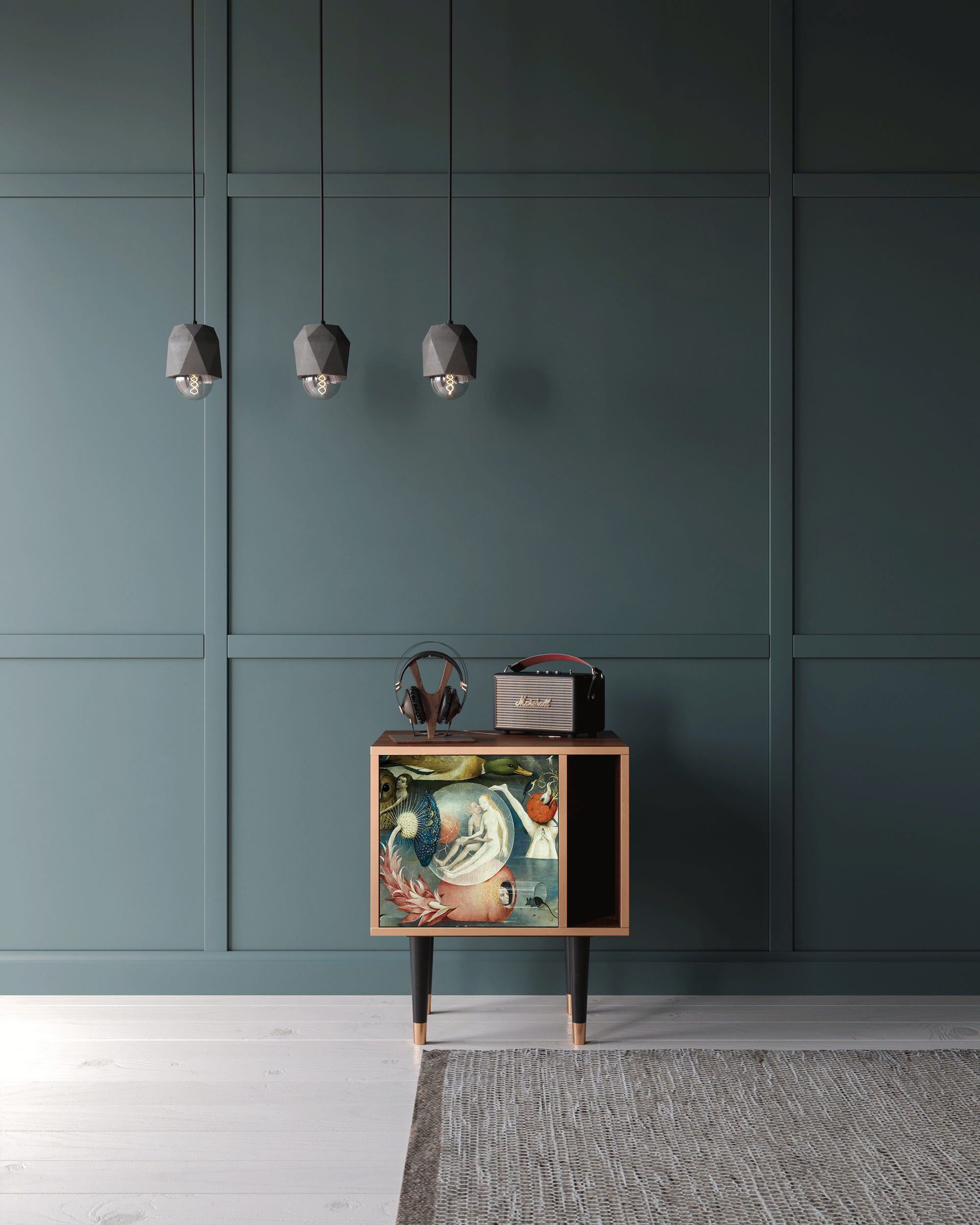 Прикроватная тумба - STORYZ - S2 The Garden Of by Hieronymus Bosch, 58 x 69 x 48 см, Орех - фотография № 1