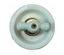 фото Fontini Venezia белый пластик Выкл.1-но кл.проходной, поворотный, ручка фарфор белая, кольцо золото