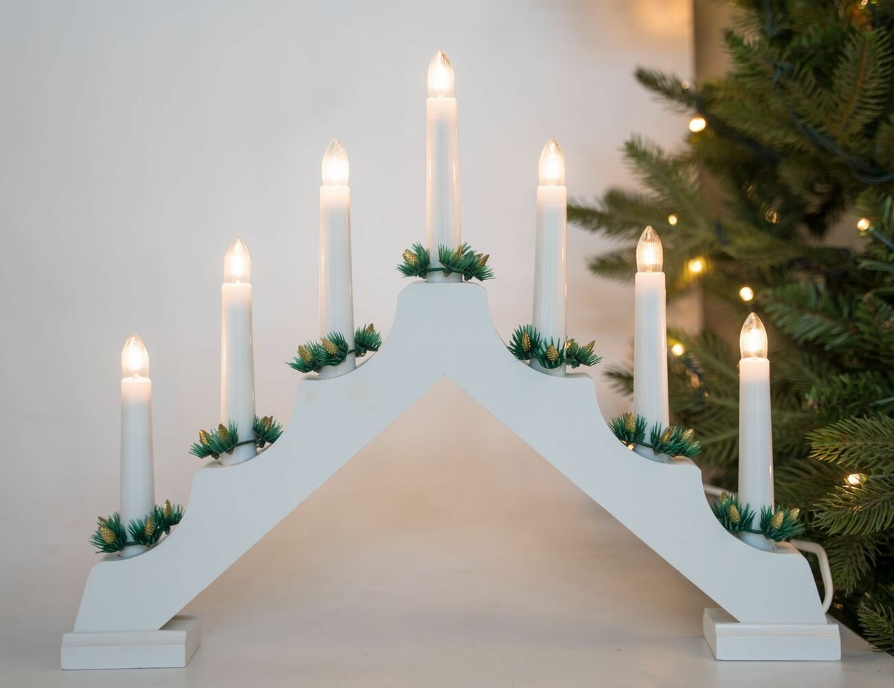 Светильник горка рождественская теодоро (белый) на 7 свечей 40х31 см Koopman International AX8000110