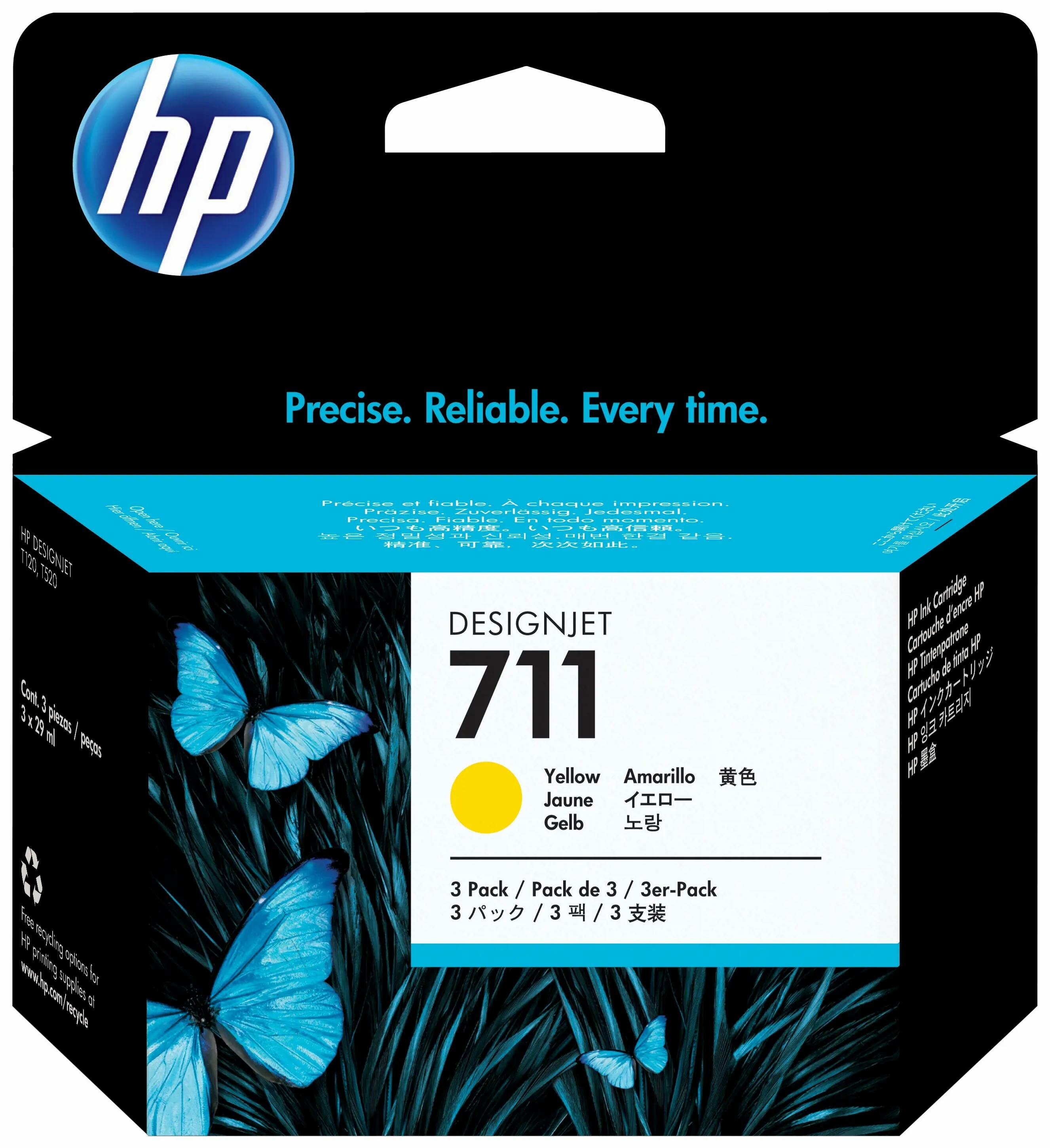 Картридж струйный HP 711 CZ136A желтый