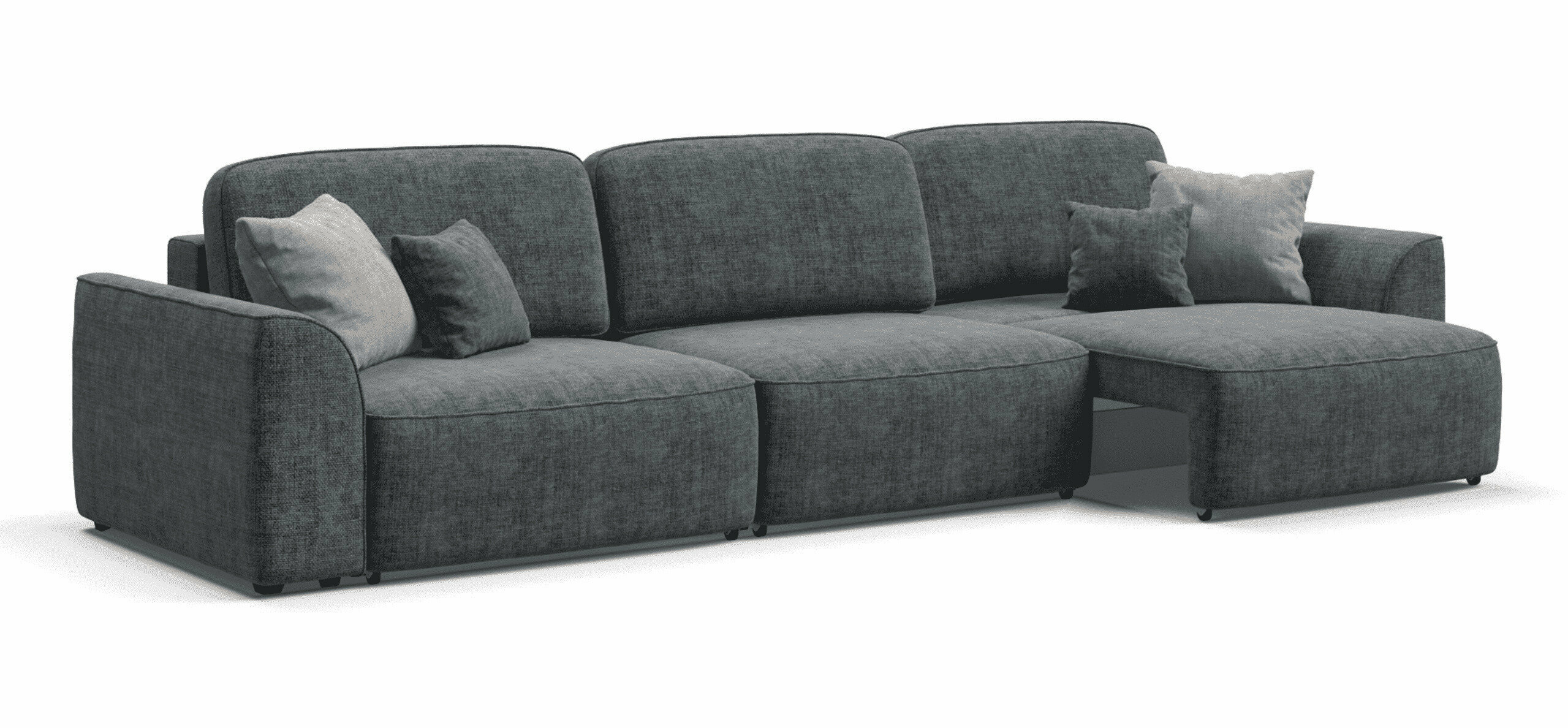 Уникальный диван-кровать KING MAX, с ящиками для хранения, еврокнижка, шенилл IQ серый, 350х115х84 см - фотография № 5