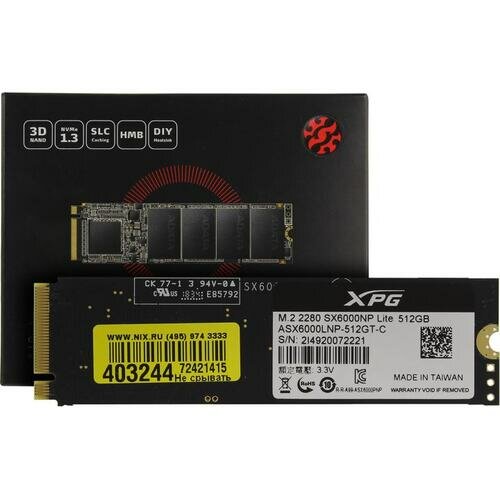 Твердотельный накопитель XPG SX6000 Lite 512 ГБ M.2 SX6000 Lite 512GB